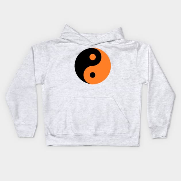 Yin Yang in orange and black Kids Hoodie by NovaOven